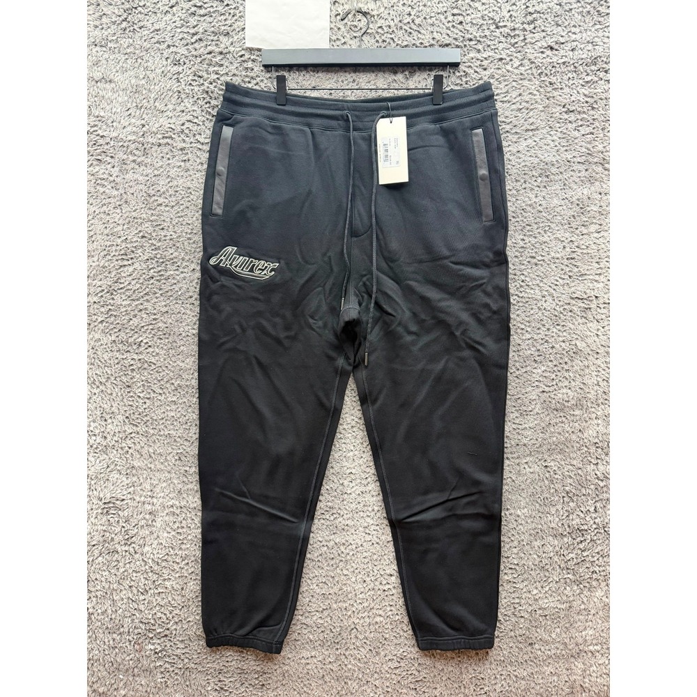 NWT Avirex Classic Logo Fleece Drawstring Jogger Sweatpants Black Mens Size XL